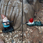 BESTJYC Garden Gnomes with Guns, 5.9in Garden Gnomes Outdoor, Military Gnome with Gun, Gnome Decorations for Yard, Indoor Outdoor Halloween Christmas Thanksgiving Gifts (3red)