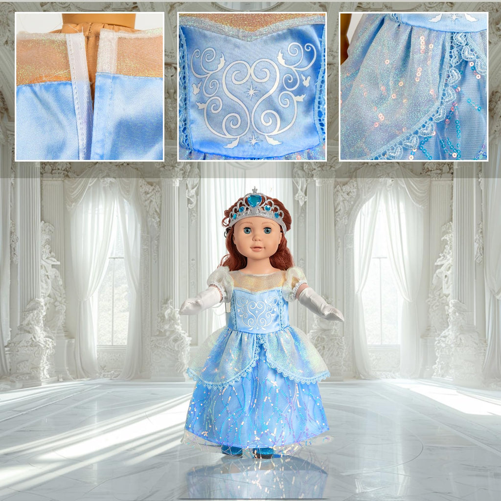 WONDOLL 18 inch Doll Clothes Accessories - 6Pcs Different Fairytale Costume Dress