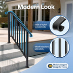 VIVOHOME 4-Step Hand Rails for Outdoor Steps with Curved Ends and Balusters