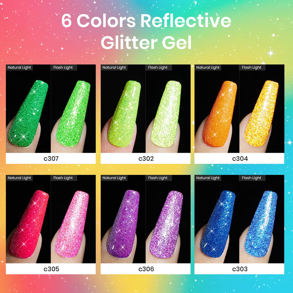 Beetles Halloween Gel Nail Polish Set, Reflective Glitter Gel Polish