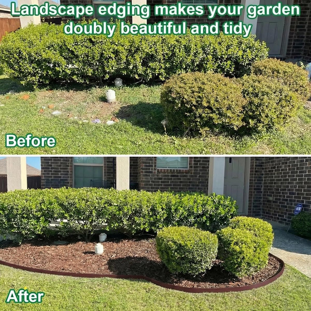 Landscape Edging, 3IN Tall Garden Edging Borders,Flexible Lawn Edging Border Kit,Mini Plastic Fence for Yard Flowerbeds,Grass (Brown, 3 in x 49 FT)