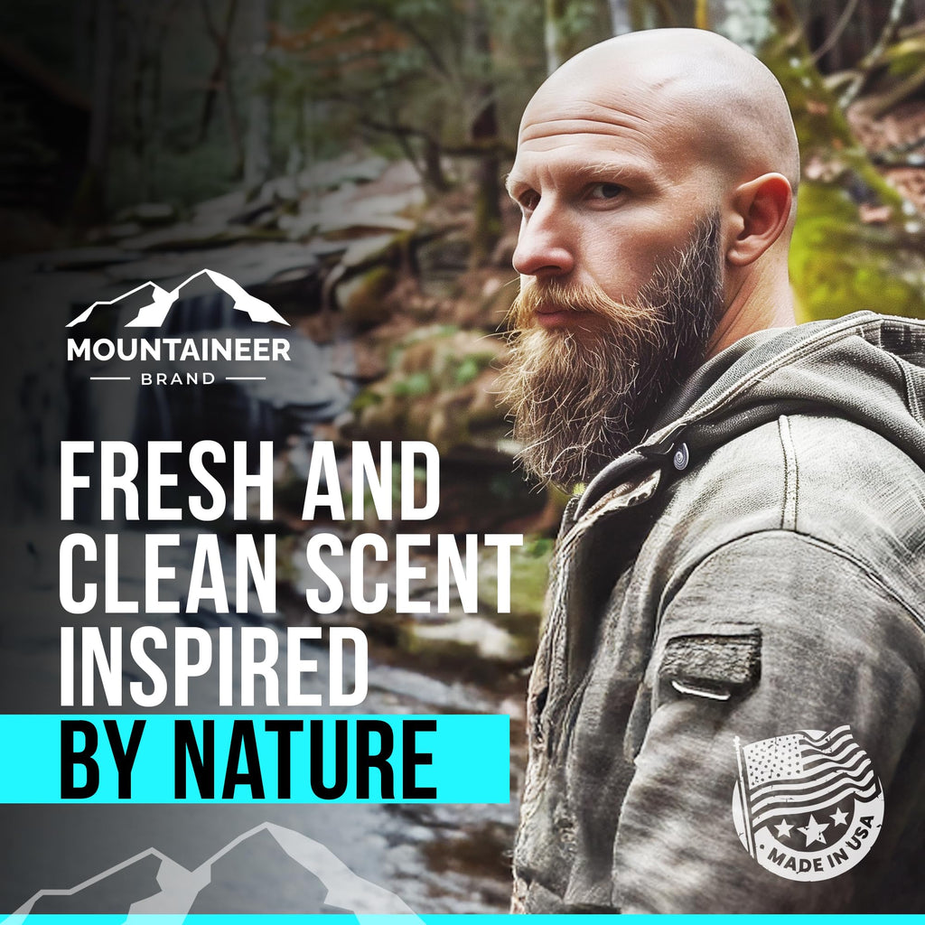 Mountaineer Brand Bald Head Care Gifts For Bald Men | All Natural 4 Step Daily Skin Care for Healthy Scalp & Face | Exfoliate Scrub | Cleanse Wash | Shine Away PH Balance | Protect Moisturizing Balm