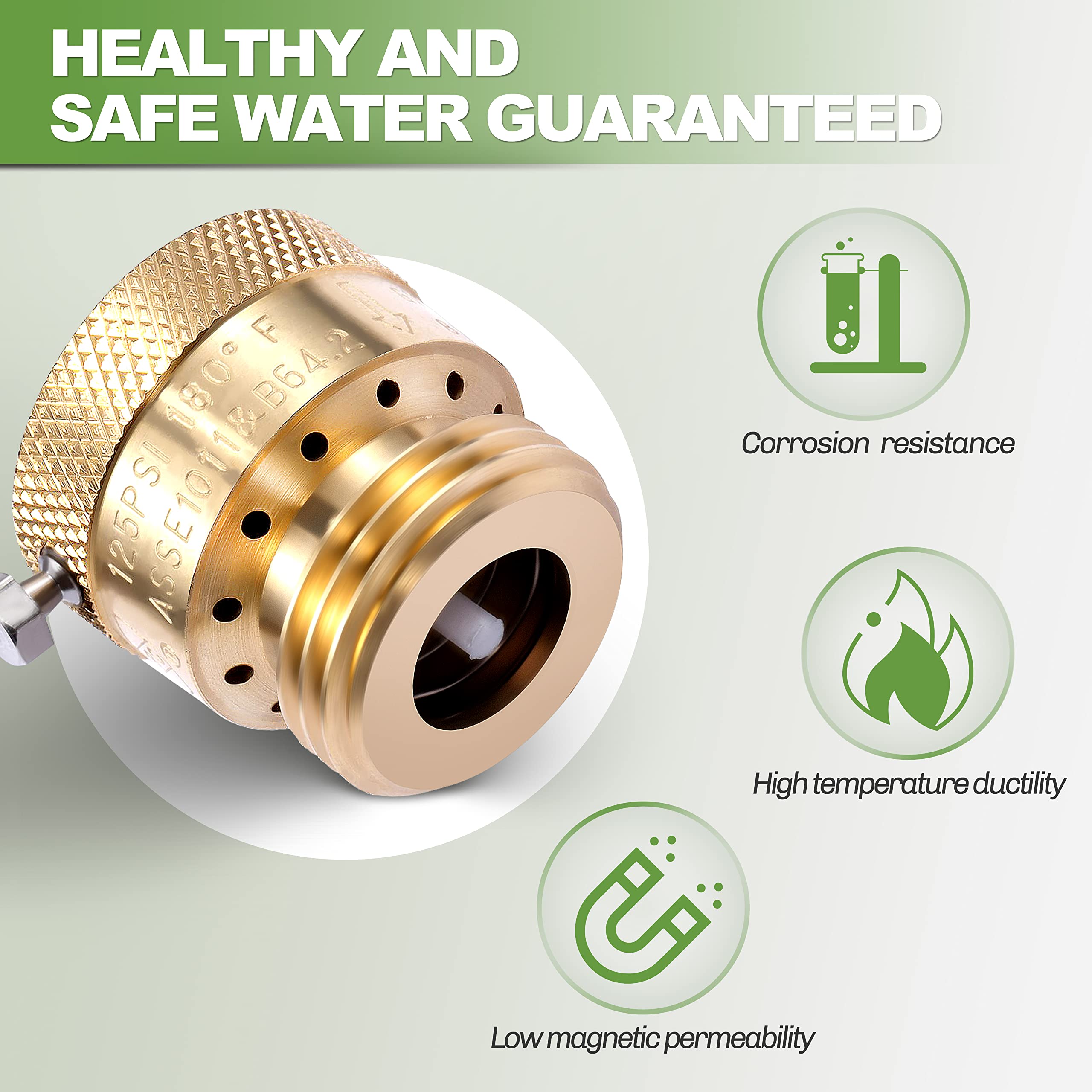 4 Pack Brass 3/4" Inch GHT Hose Bibb Backflow Preventer Vacuum Breaker