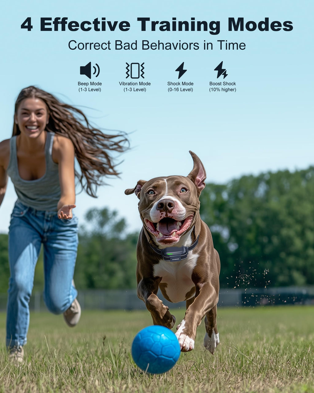 Jugbow Dog Shock Collar - 4200FT Dog Training Collar with Remote Innovative IPX7 Waterproof with 4 Training Modes, Rechargeable E-Collar for All Breeds