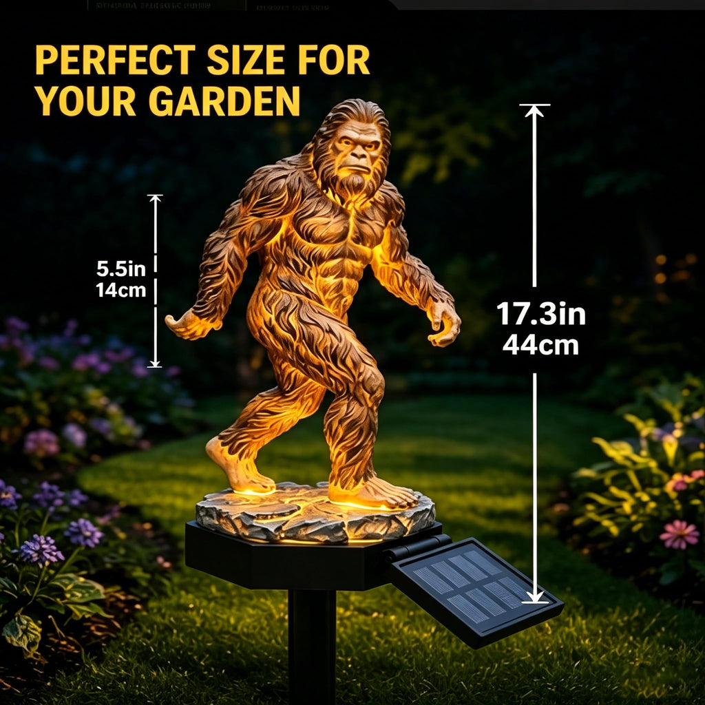 Bigfoot Solar Garden Light, Sasquatch Garden Statue with LED Glow, Waterproof Outdoor Yard Decor Stake, Resin Cryptid Lawn Pathway Light for Backyard Patio Porch Gift
