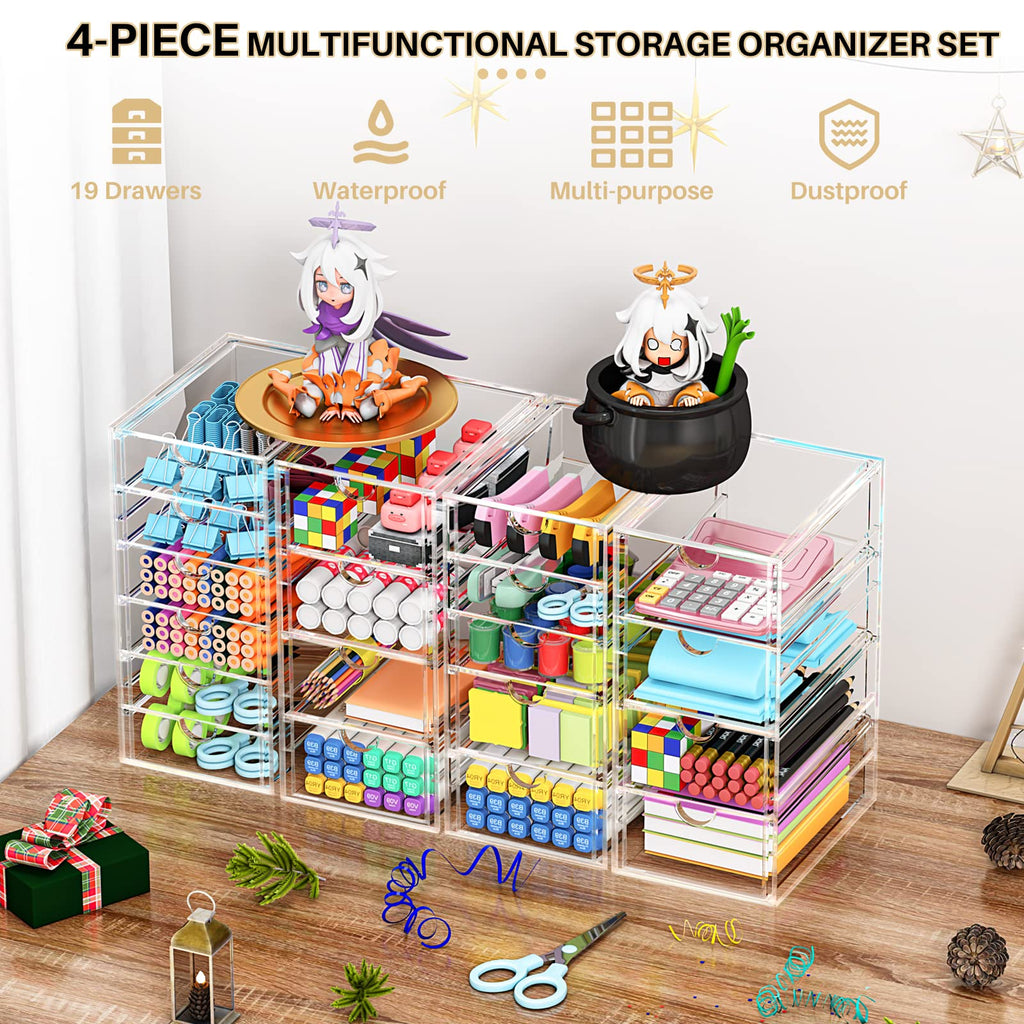 YFXCVSL Acrylic Makeup Organizer with 19 Drawers,Storage Drawer Organizer