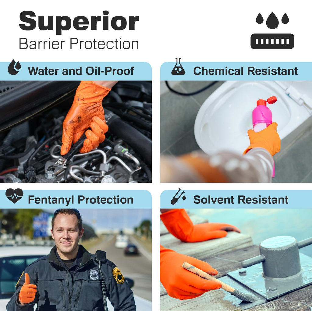 Raxwell Powder-Free Nitrile Gloves - Diamond-Textured Work Gloves - Touchscreen-Compatible Disposable Glove - Small, Orange, Pack of 1000