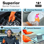Raxwell Powder-Free Nitrile Gloves - Diamond-Textured Work Gloves - Touchscreen-Compatible Disposable Glove - Small, Orange, Pack of 1000