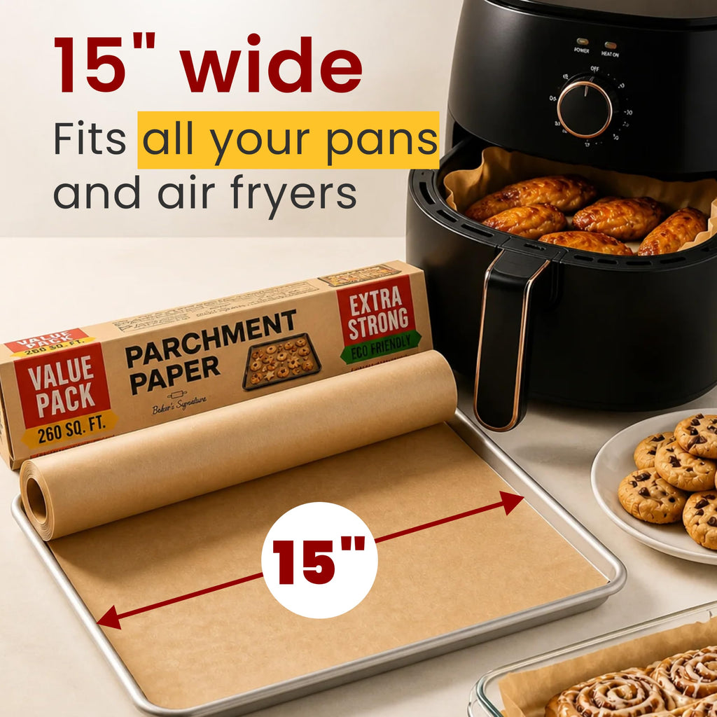 Baker's Signature Unbleached Parchment Paper Roll with Cutter, 15in x 210ft