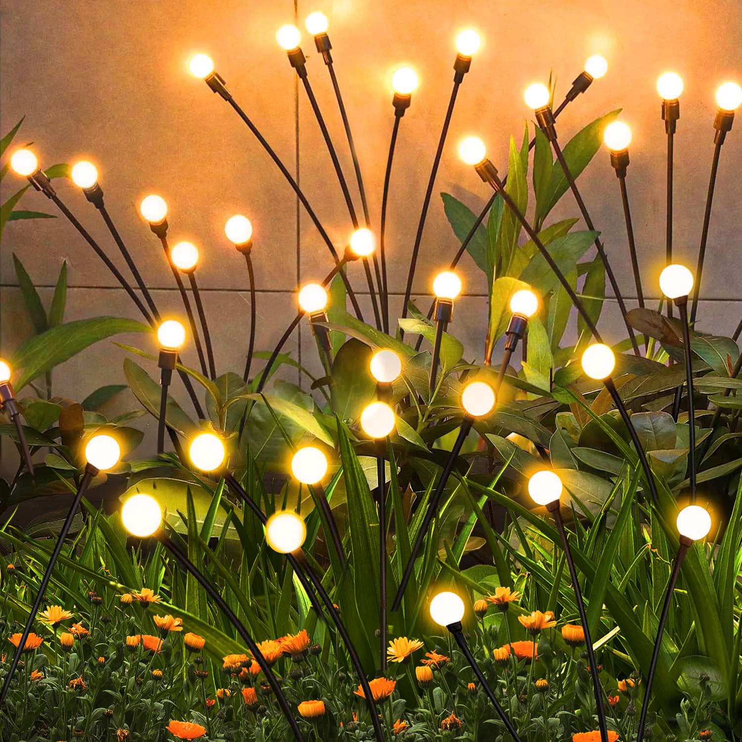 ZFNN Solar Garden Lights Outdoor, 10 Pack 60 LED Solar Firefly Lights, Swaying Waterproof Garden Decor for Yard Patio Pathway Lawn Gardening Gifts