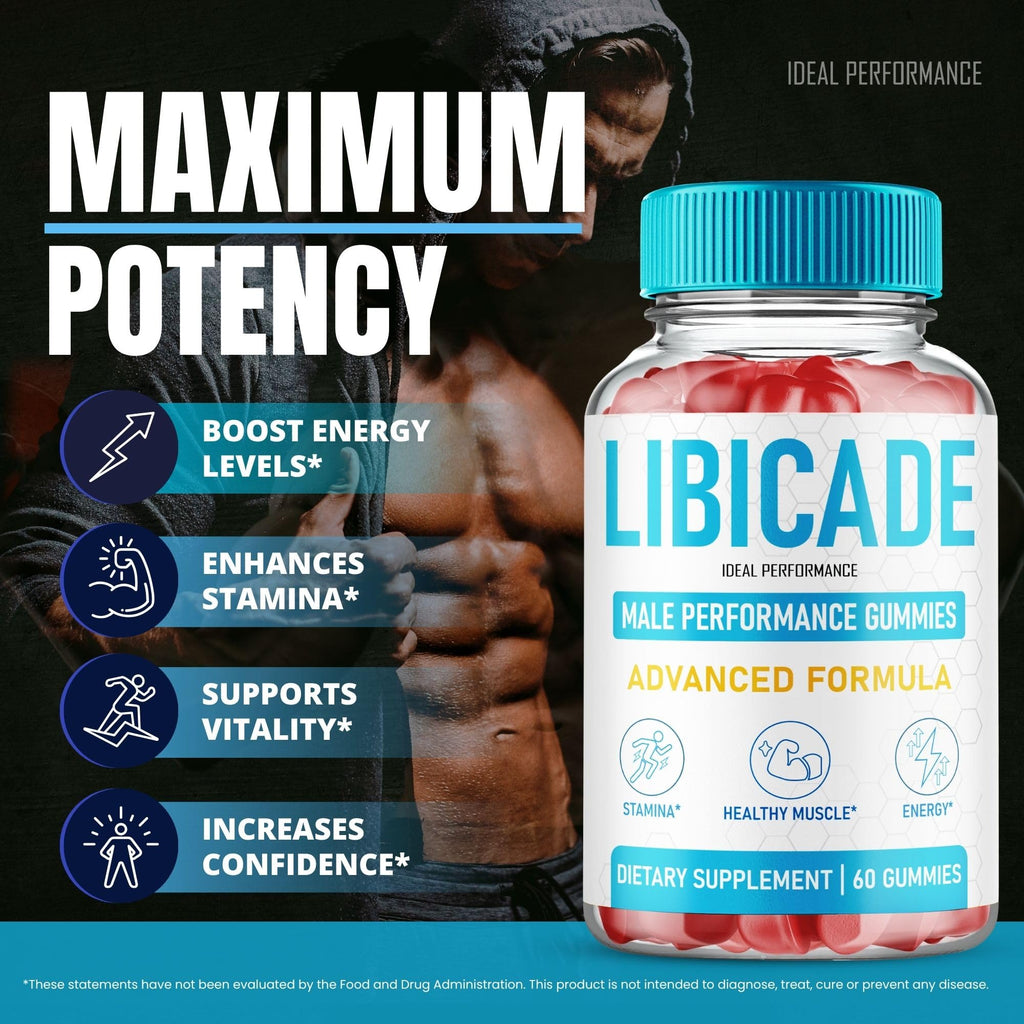 Libicade Gummies, Official Libicade Supplement Gummy for Men - Maximum Strength Performance, All Natural Support for Overall Health & Wellness, Advanced Libi Cade Health Reviews (60 Gummies)