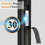 MAGZO Magnetic Screen Door, Fits 36'' x 96'' Door, Reversible Left Right Side Opening, Scratch-Proof Polyester, Pet&Kids Friendly, Easy Install with Hook&Loop, Keep Annoying Creatures Out, Grey