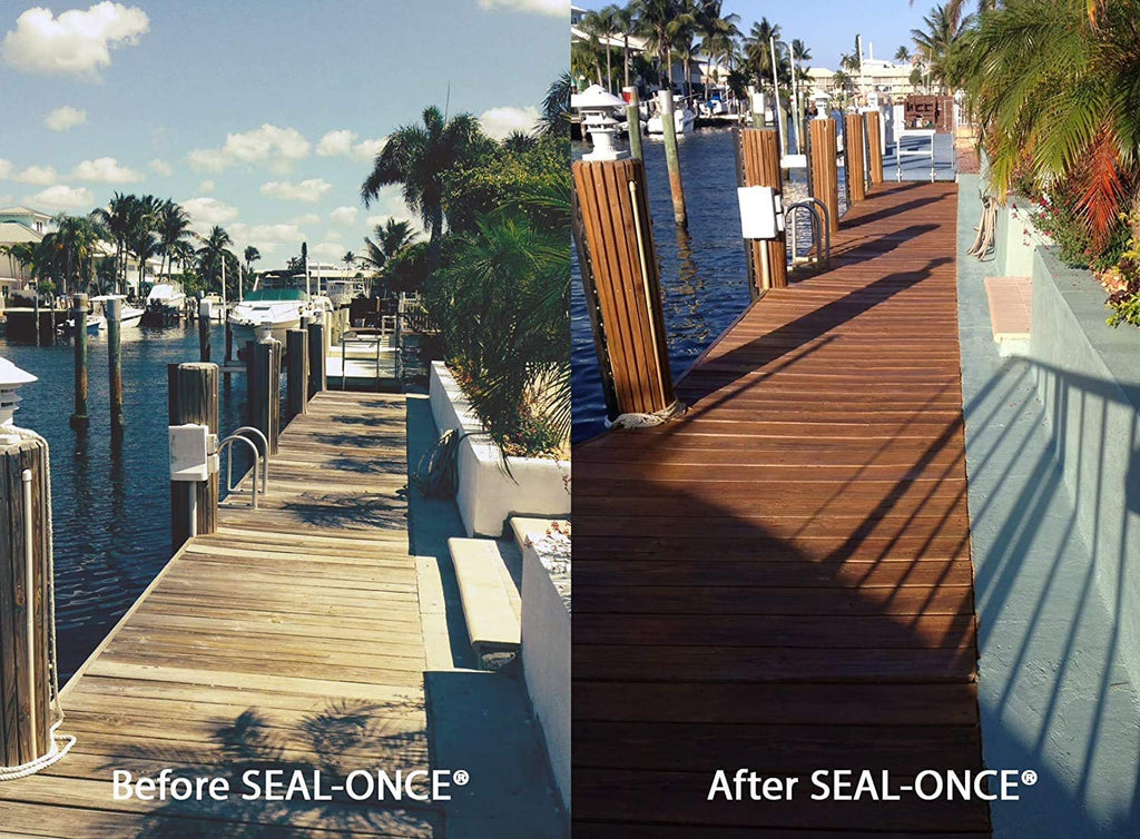 Seal-Once Nano+Poly Penetrating Wood Sealer with Polyurethane - Premium Waterproof Sealant -2 Gallon & Natural