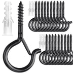 PlusRoc 20 Pack Screw Hooks for Hanging Plants Outdoor Lights(Black)