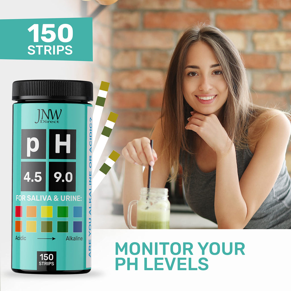 JNW Direct pH Test Strips for Urine and Saliva - 150 Litmus Paper Strips