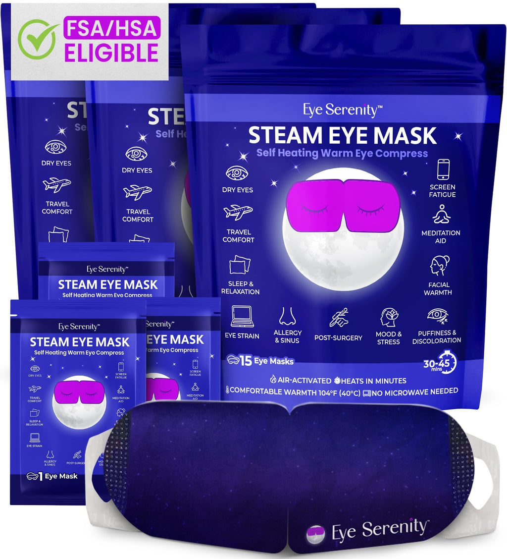 Lure Essentials Steam Eye Mask by Eye Serenity Self-Heating Warm Compress, 45-Pack, Unscented, Dry Eye Relief, Perfect for Self-Care, Ideal for Office, Travel & Nightly Relaxation, Calm Sleep