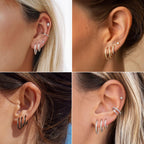 ChicSilver Sterling Silver Huggie Earrings for Women, 8MM Hoop Earrings