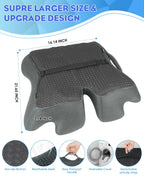 KFM 16" Large Memory Foam Seat Cushion Thick for Long Sitting Pressure Tailbone Pain Relief Height Adjustable with Retaining Strap for Office, Gaming Chair, Car, Wheelchair (Grey)