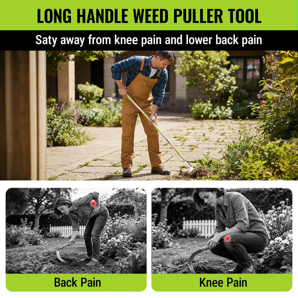 WORKPRO Crack Weeder, Stainless Steel Crevice Weeding Tool with Adjustable Long Handle (27"-54")