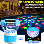 PRAXXIS Solar Chlorine Floater with Rotating Disco Light, Pool Chlorine Floater Adjustable Flow, Floating Chlorine Dispenser for Pool, Collapsible Chlorine Floater, Chlorine Floater for Hot Tub (Blue)