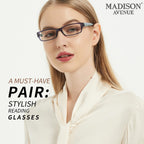 Madison Avenue 4 Pack Multicolor Blue Light Blocking Reading Glasses for Women Spring Hinge +2.5