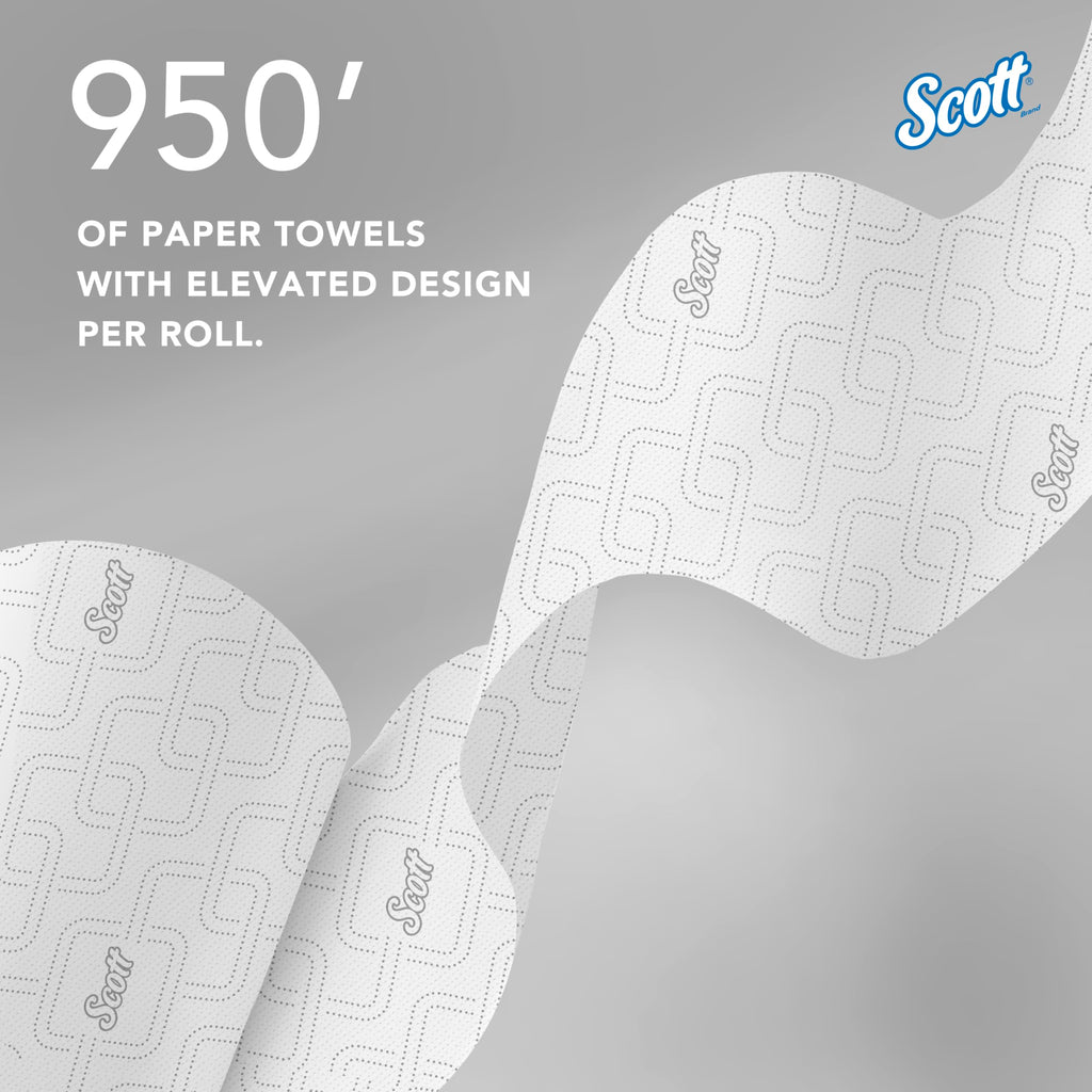 Scott Professional High-Capacity Hard Roll Paper Towels, Bulk (02001), Hardwound, Elevated Design, Absorbency Pockets, White, for ScottBrand Purple Core Dispensers (6 Rolls at 950' Each, 5,700'/Case)