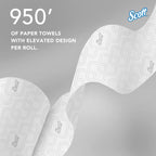 Scott Professional High-Capacity Hard Roll Paper Towels, Bulk (02001), Hardwound, Elevated Design, Absorbency Pockets, White, for ScottBrand Purple Core Dispensers (6 Rolls at 950' Each, 5,700'/Case)