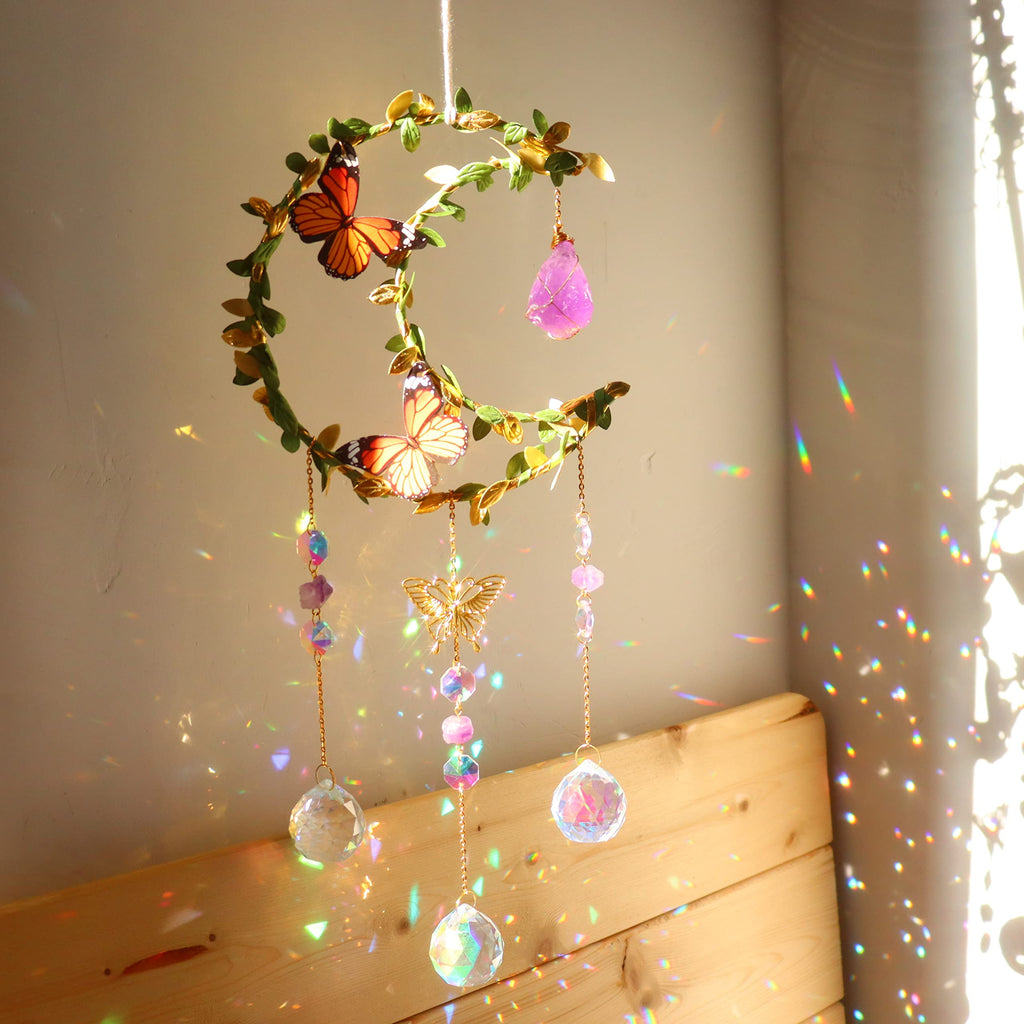 Suncatcher - Amethyst Moon Crystal Sun Catcher Window Hanging