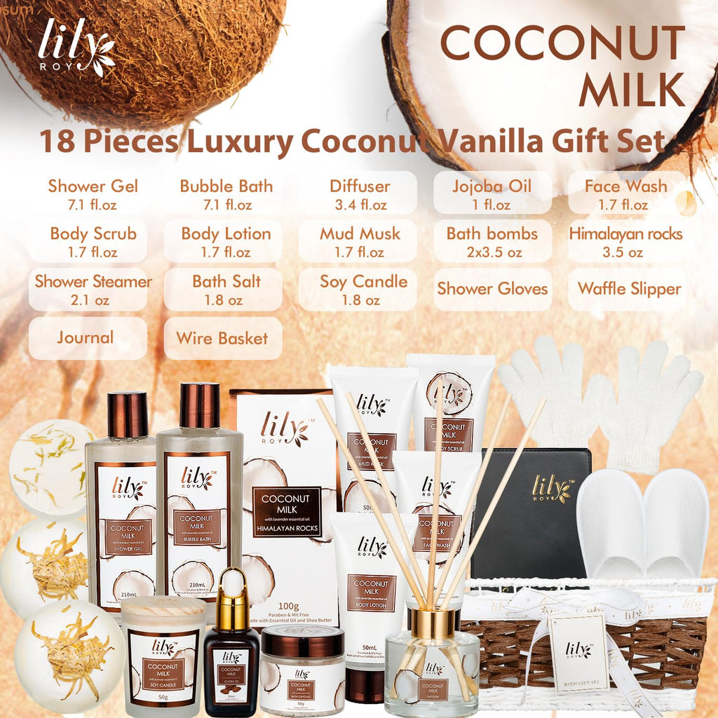 Mothers Day Gifts for Women –18Pcs Bath and Body Gift Basket Set for Women and Mom, Spa Basket Set Spa Kit Bath Gifts | Self Care, Birthday, Christmas, Valentines Day Bath Gift Baskets for Her