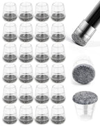 yomanta 24 PCS Silicone & Felt Chair Leg Floor Protectors - Scratch Proof & Noise Reducing Furniture Caps for Hardwood Floors - Round XS Fits 9/16" to 12/16" (15–19mm), Gray