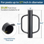Fence Post Driver, 12LBS Fence Post Driver with Handle, 2.7 inch Inner Diameter Hand Post Pounder, Heavy Duty T Post Rammer Driver Tool for Wooden Post U Channel Fence Post Metal Post, Black 17 Inch