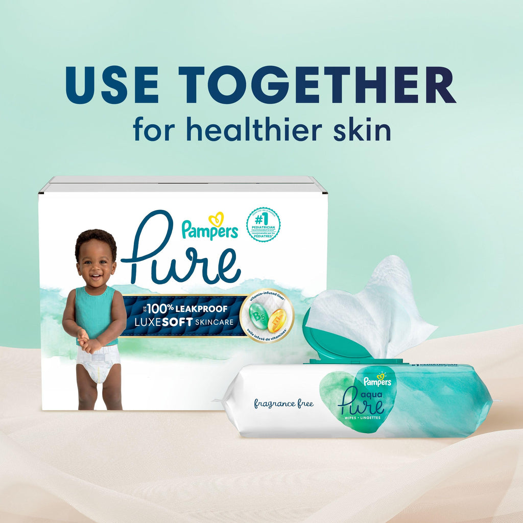 Pampers Pure Baby Diapers, Size 5 (27+ lbs), 132