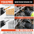 YEKEPRO 40 Pcs Bolt & Screw Extractor Set with Left Hand Cobalt Drill Bit Set, Easy Out Broken Stripped Screw Removal Tool for Damaged, Frozen, Studs, Rusted, Rounded-Off Bolts, Nuts & Screws, T15139