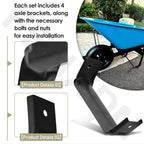 FENXDN 4 Pcs Wheelbarrow Replacement Accessories Axle Bracket, Black Steel