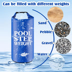 2Pcs Blue Pool Step Weights, 50LB PVC Waterproof Swimming Pool Ladder Weights Sand Bags Foldable Pool Stair Weights for In Ground and Above Ground Pools