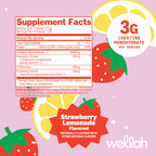 Wellah Creatine for Women - Creatine Monohydrate with Dandelion & Cranberry Extract (100 Servings, Strawberry Lemonade)
