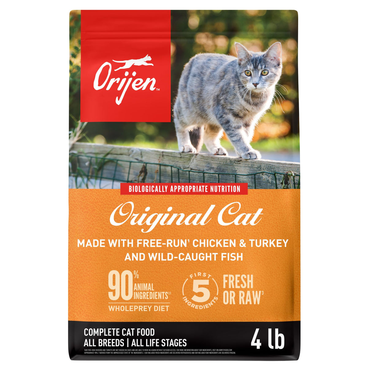 ORIJEN Grain Free WHOLEPREY Dry Cat Food Original Recipe 4lb Bag