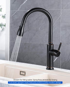 J-HVA Metal Kitchen Faucet Head Replacement – 3 Mode High-Pressure Sink Sprayer Replacement with 15 Nozzle Adapters, Durable Pull Down Spray Head for Kitchen Sink, Oil Rubbed Bronze, Stainless Steel