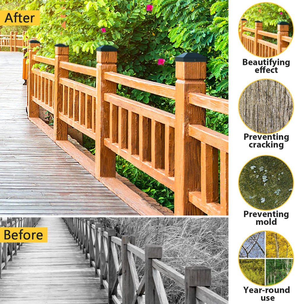 Goovilla 4x4 Post Caps Black(Actual 3.5" x 3.5"), 24 Pack Fence Post Caps with 48 Screws and Easy Installation, Sturdy Waterproof Plastic Deck Post Caps with Frosted Finishing Touch, Protect Wood Post