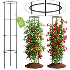 60 Inch Round Tomato Cages for Garden - 2 Pack Heavy Duty Metal Tomato Trellis Plant Support, Adjustable Height & Stackable, Easy Assembly for Outdoor Climbing Plants