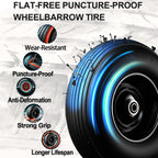 4.00-6 Wheelbarrow Tires 13" Flat Free Solid Wheel Barrow Wheel Replacement