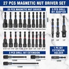 WORKPRO 27 PCS Magnetic Nut Driver Set with Quick-Release Extensions