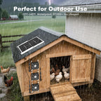 pqins New 5" Solar Chicken Coop Fan 3 Kit, 35W Solar Powered Exhaust and Intake Greenhouse Fan Outdoor Waterproof, 16.5ft Cord, Strong Airflow, for Shed Air Circulation and Ventilation, No Battery