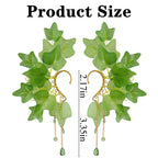 FRESHME Fairy Elf Ear Cuffs - Leaves Elven Ear Clip Wraps Poison Ivy Costume Woodland Earrings Forest Mother Nature Costume Renaissance Fantasy Dress Up Medieval Cosplay Accessories for Adult Women