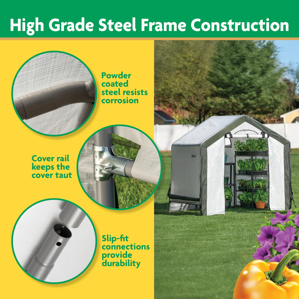Miracle-Gro 6' x 6' x 6' Outdoor Mini Walk-in Greenhouse Plant Tent, All-Season Small Walk-in Plant Growth Accelerator with UV-Treated Fabric Cover and Zippered Panels, Clear