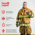 Hero Wipes Body Wipes Remove 98% Of Carcinogens, Ash, Soot, Smoke, Toxins - 48ct Extra Thick Durable 10x9 inches Firefighter Wet Wipes Per Pouch