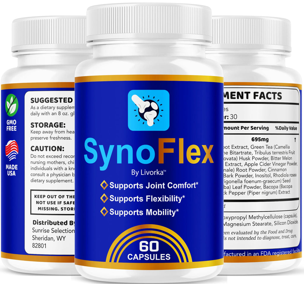 SynoFlex - SynoFlex Capsules Daily Natural Premium Support, Syno Flex Pill Advanced Formula Active Mobility Lifestyle Multivitamin for Overall Health & Wellness, 60 Capsules for 1 Month