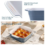 DOWAN 8x8 Baking dish, Square Baking Pan, Ceramic Casserole Dishes for Oven, Cake Pan with Handle, for Brownie, Lasagna, Casserole, 2 Quart, Home Gift, Airy Blue