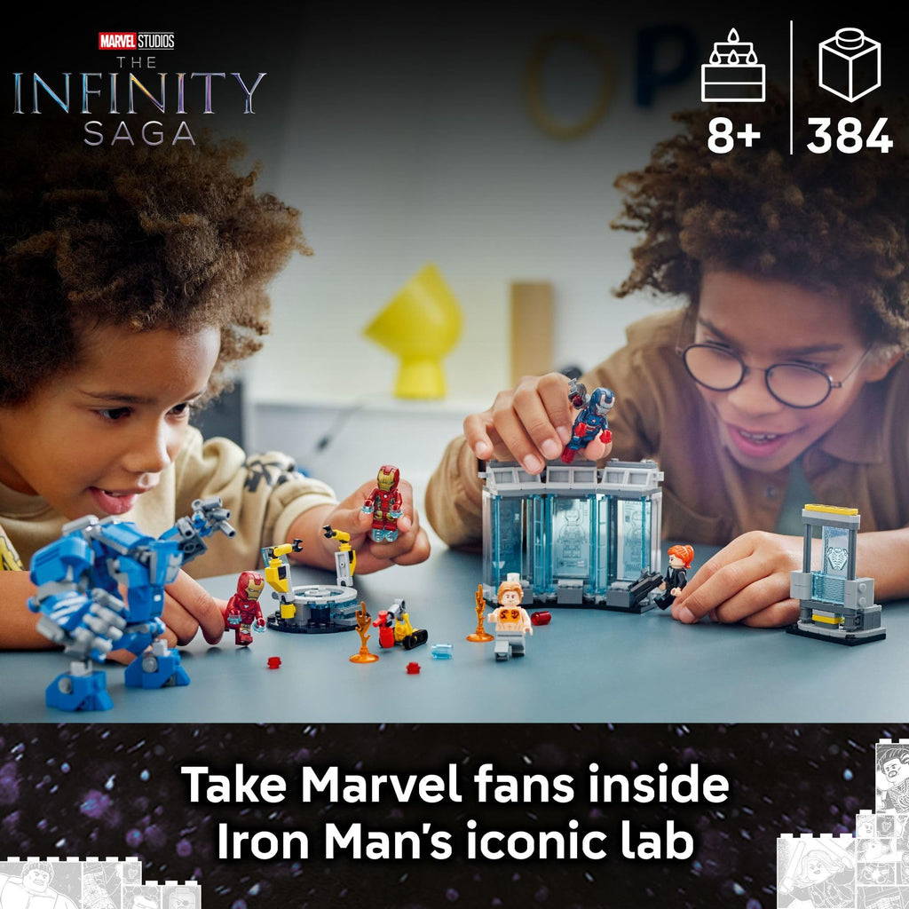 LEGO Marvel Iron Man’s Laboratory: Hall of Armor Building Toy - Marvel Superhero Toy for Kids, Boys and Girls, Ages 8+ - with Minifigures and a Mech - Gift Idea for Birthdays - 76315