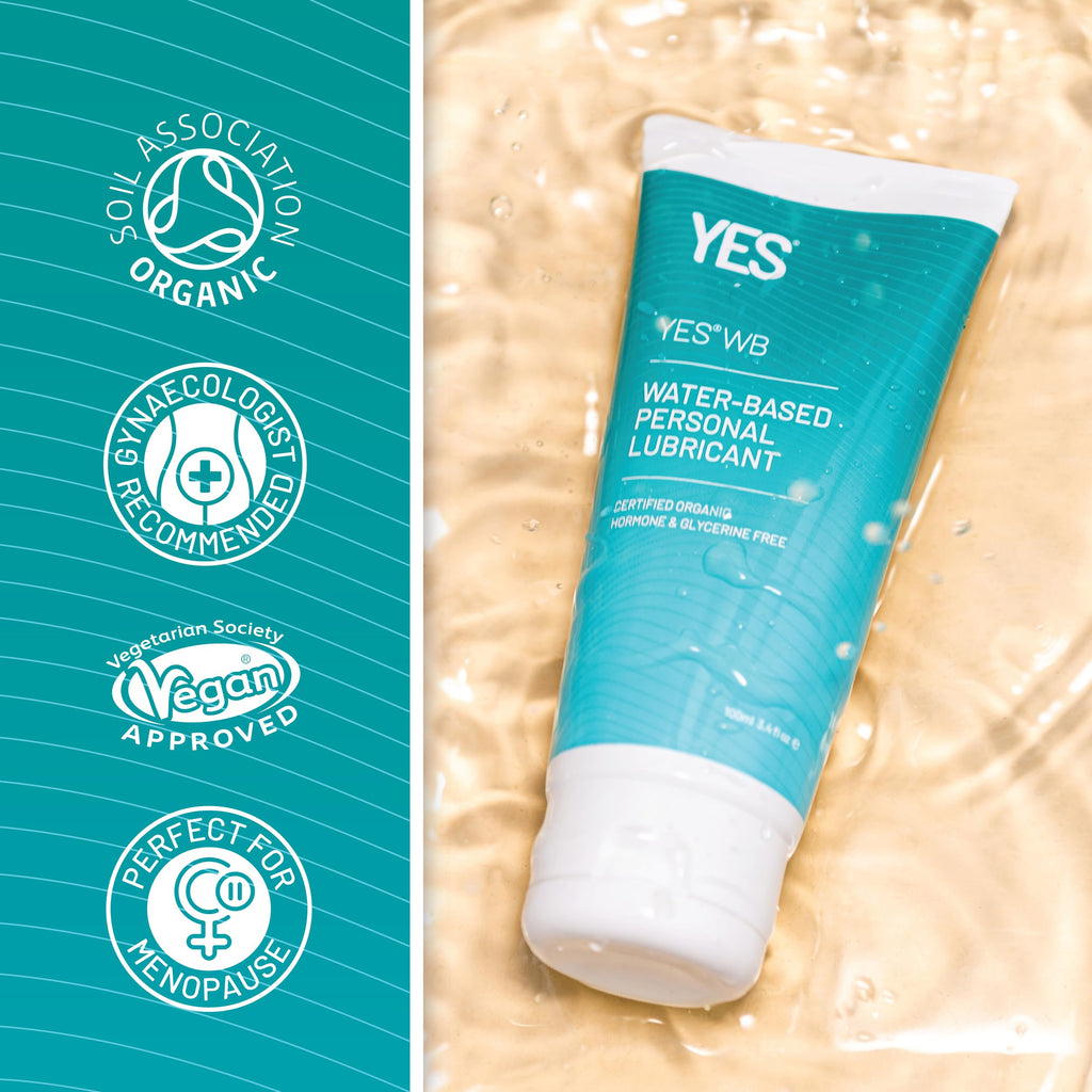 YES WB Water-Based Personal Lubricant | Intensely Hydrating Water-Based Lube | Certified Organic Made Without Hormones or Glycerine | pH Matched